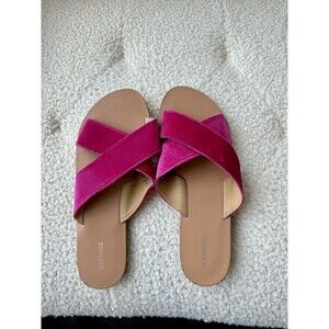 Express Pink Velvet Cross Slide Sandals Size 8